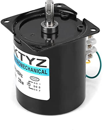 Moteur Synchrone 68KTYZ, Moteur électrique à Basse Vitesse AC 220V 28W, Moteur Synchrone à Couple élevé 28W CW/CCW pour Générateur de Bricolage (2,5 tours)