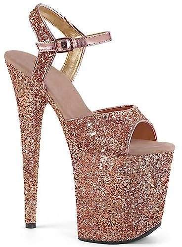 PROMI Tacchi Donna Tacchi Alti Sexy 20CM Sandali con Fibbie Modello Pole Dance-Rose Gold||40