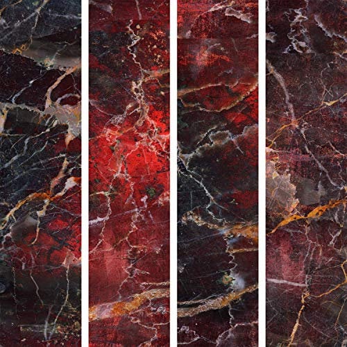 murando PREMIUM PURO Tapete Realistische Tapete ohne Rapport und Versatz 10m Vlies Tapetenrolle Wandtapete modern design Fototapete Marmor Shwarz Rot f-C-0235-j-a