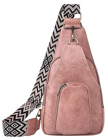 VaiKanhai Nordlicht Taschen Damen Original Stilvolle Schultertasche, Hüfttasche, Taille, einfarbiges Muster mit PU-, Umhängetasche, Reise, Sport, Umhängetasche Zubehör Taschen Nähen (Pink, One Size)