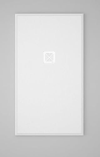 Strohm TEKA- Plato de Ducha CUADRO de resina, textura pizarra, anti deslizante, 180x80cm, Blanco.