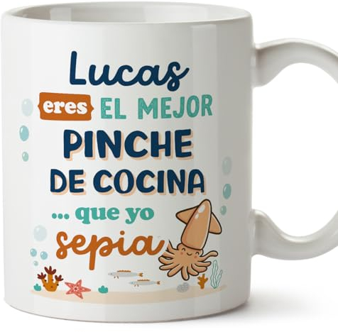 MUGFFINS Tazas Personalizadas para PINCHE DE COCINA hombre - En Español - Mejor que yo Sepia - 11 oz / 330 ml - Regalo Personalizable original y divertido