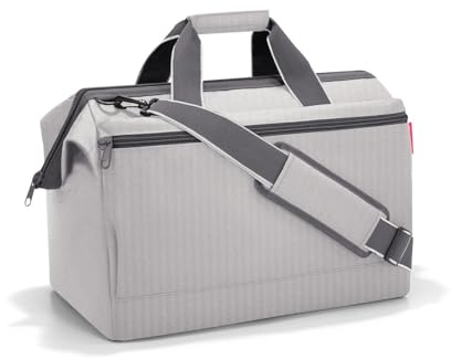 reisenthel allrounder L pocket herringbone grey – Vielseitige Doktortasche für Reise, Arbeit und Freizeit – Mit praktischer Trolley-Aufsteckfunktion