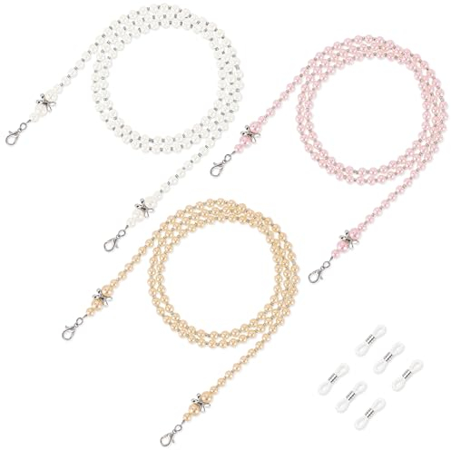 BTHRORO 3 piezas Cordones Gafas para Mujer, Abalorios Cordón Gafas Antideslizante Cuerda de Gafas de Lectura Cordones para Gafas para Hombres Mujeres