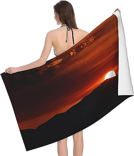 Serviette De Plage Extra Large en Microfibre Beau Coucher De Soleil200 X 200 Cm - Séchage Rapide - Résistante Au Sable - pour Adultes, Enfants, Hommes, Femmes - pour Vacances, Piscine, Sport -5C1J7Z0