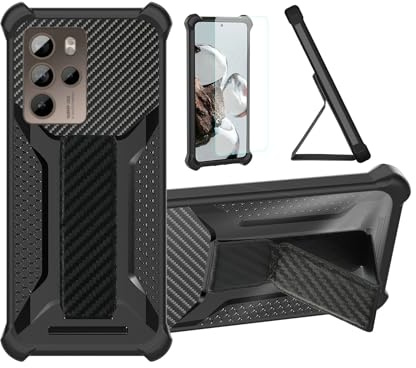 Aroepurt Hülle Für HTC U23 PRO Hülle Case Handyhülle Schutzhülle Cover [mit gehärtetem Glas-Screen-Protector] Hybrid [Folding Support Magnetic] [Frosted Anti-Fingerprint] Schwarz