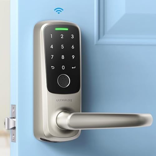 ULTRALOQ Latch 5 Smart Lock - Serratura intelligente WiFi integrata con impronte digitali - Serratura biometrica senza chiave con app - Serratura per maniglia della porta digitale - Serrature