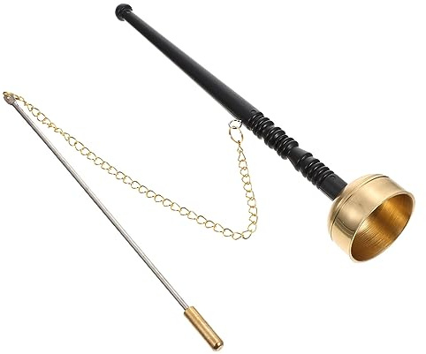Kupfer Yin Qing Handmusikinstrument mit Holzgriff für Tempel | Buddhistisches Schlaginstrument, nicht Leicht Abzurutschen, Lauter Schwerer Klang, Kupfer Silber