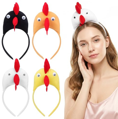 FOMIYES 4er Set Lustige Hühner Haarreifen - Huhn Kopfschmuck für Fasching, Karneval & Ostern | Küken Haarschmuck für Kinder & Erwachsene, Party Kostüm Accessoires (Zufällige Farbe)