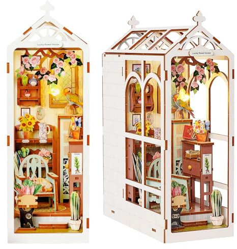KingStora DIY Book Nook Kit Romantischer Garten - Montage Buchstütze, Kunst 3D Puzzle für Erwachsene
