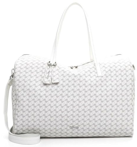 Tamaris Francesca Damen Reisetasche Weekender Bag aus Kunstleder in Weiß mit Grafik Print. weiß