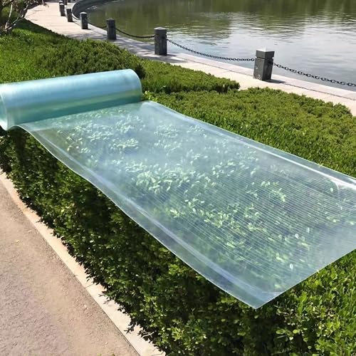 Polycarbonatplatten Gewächshaus Platten, Dachplatten Transparent, Wetterfeste Platten Außen, Pvc Wellplatten Wetterfest für Greenhouse, Bauernhof, Garagenschuppen(WxL:0.6x2m)