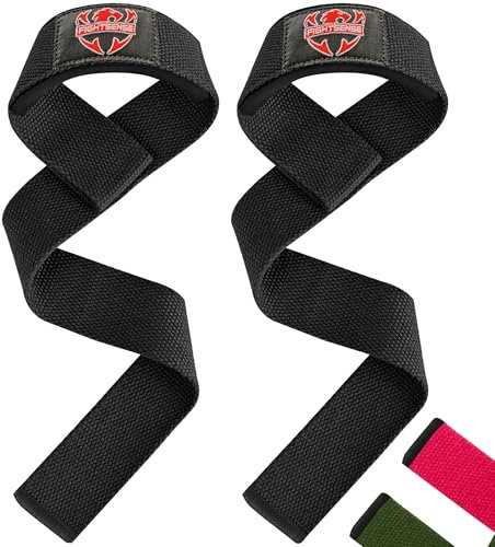 FIGHTSENSE Straps Palestra-Cinghie di sollevamento per il sollevamento pesi,cinghie da polso da palestra per uomini donne,cinghie di sollevamento pesi in neoprene imbottite in cotone (Nero)
