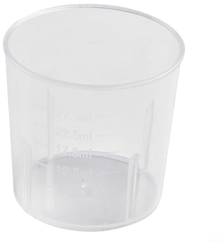Vasos medidores de plástico para medicina con tapas, vasos graduados reutilizables transparentes de escala transparente, contenedor de medición para píldoras mixtas, medicamentos líquidos (30 ml)