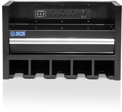SGS 22in Wall Mounted Power Tool Storage Rack w/Battery Charging Station Shelf
