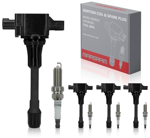 Marsram Ignition Coil Pack UF549 and Spark Plug 9029 Fits for 2007-2013 Nissan Altima Versa Sentra Rogue Cub NV200, 2014-2017 Infiniti QX60 M56 Q70 FX50, 2.5L 1.8L 1.6L 2.0L 5.0L 5.6L L4, Set Of 4