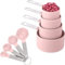 Rightox Measuring Cups and Spoons Food Graded Plastic Stackable Kitchen Utensil Set of 8 Pink (8 Pcs Pink)
