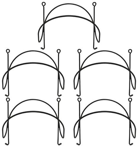 Lot de 5 porte-serviettes en métal en fer forgé, support mural rustique pour décoration d'intérieur – Organiseur de salle de bain noir (finition droite)