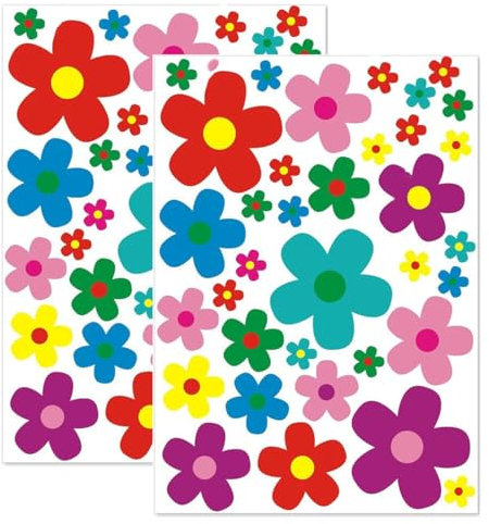 NOPKESV 2 Stück Aufkleber Set Blumen 70 Blümchen,Fahrrad Aufkleber Sommer Blumen Auto Sticker Dekoration für Fahrrad Laptop Auto Motorrad Handy Notizbuch,wasserfeste Sticker Outdoor