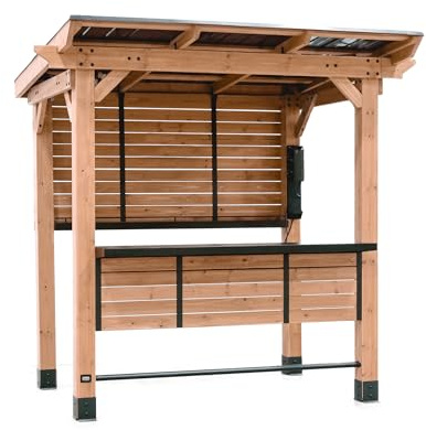 Backyard Discovery Cedar Springs Outdoor Bar | Powerport | 2.6m x 1.9m | 100% Cedar Wood, Durable Slope Roof, Weather Resistant, Powerport, Outdoor Entertainment Bar, 2.6m x 1.9m (9ft x 6ft)