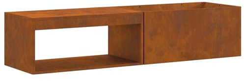 vidaXL Focolare con Stoccaggio per Legna 160x45x35 cm Acciaio Invecchiato