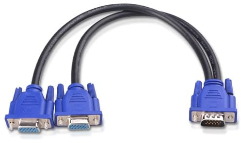 ZYuoo VGA Splitter Cable 1 Male to 2 Female Y Adapter Monitor Converter for PC Video Computer TV Projector