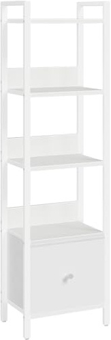MAHANCRIS Bookshelf, 5-Tier Bookcase with Removable Drawer, Freestanding Book Shelf for Small Space, Storage Shelf Organizer, for Living Room, Bedroom, Study, Kitchen, White ABKWT55101