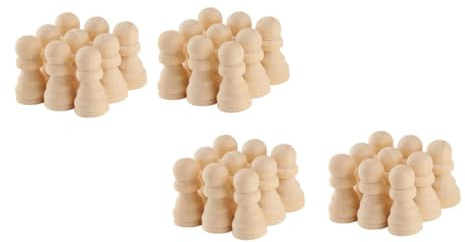Kisangel 50pcs Wood Chess Pieces Unfinished Diy for Crafts International Chess Pieces Board Game Accessories