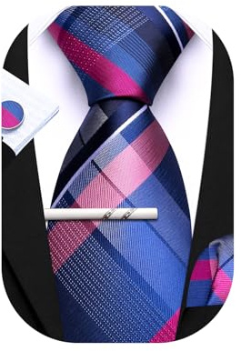 Barry.Wang Cravatte Uomo Seta Paisley floreale Fazzoletto e Gemelli per Festa di Matrimonio | Papillon da uomo, set di gemelli quadrati tascabili, formali, casual, matrimoni, feste, balli, lauree, festival, classici