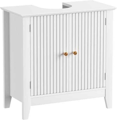 EOSVALO Waschbeckenunterschrank 60x30x60cm, mit 2 Türen & 1 Fach | Höhenverstellbare Einlegeböden, Großer Stauraum, Modernes U-Design, für Badezimmer