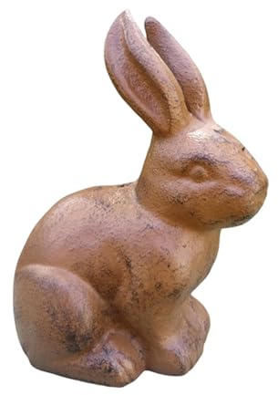 Ksikdeg Massive Gusseisen Kaninchen Statue Für Den Außenbereich Gartendekoration Vintage Skulptur Für Den Außenbereich Hof Tischdekoration Schwere Eisen Gartenstatue