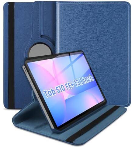 World biz Case Fits Samsung Galaxy Tab S10 FE Plus/S10 FE+ 13.1-Inch 2025 (SM-X620/SM-X626B) Tablet, 360 Degree Rotation Protective Stand Leather Folio Cover, Auto Wake/Sleep (Navy)