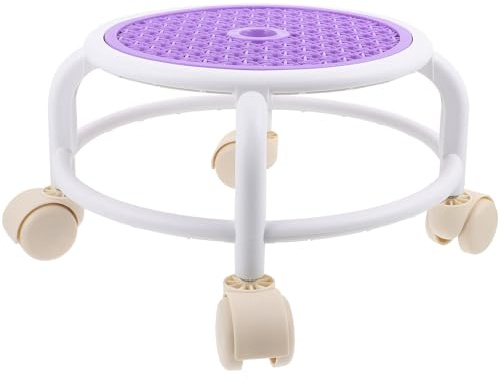 WRITWAA Plastic Low Stool Foot Rest under Desk Or Beauty Chair with Wheels Small Swivel Rolling Stool with 360° Rotation and Sturdy Construction for Pedicure and Nail Salon Use