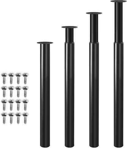 Jaxguom 𝗝𝗮𝘅𝗴𝘂𝗼𝗺 71-110cm Tischbeine Metall,4er Set Schwarz Tischfuß Höhenverstellbar, Tischfuss für möbel mit Schrauben, | Belastbar bis 200KG, für Sofa Möbelfüße Schreibtisch tischfüße