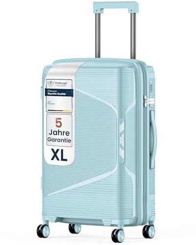 4FLY Leichter Hartschalen-Reisekoffer XL - Groß 75 cm (96L) – Großer Trolley Koffer mit TSA-Schloss, Doppelrollen, Aluminium-Teleskopgriff & Doppelreißverschluss, Aufgabegepäck Reisegepäck