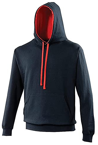 AWDis Men's Varsity Zoodie Hoodie, Multicoloured (New French Navy/Fire Red), XX-Large