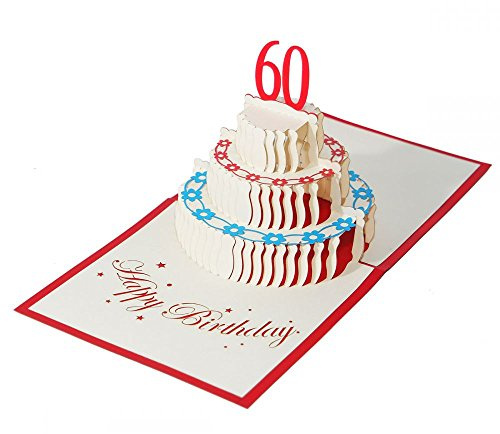 3D KARTE Zum 60. Geburtstag I Pop-Up Karte als Geburtstagskarte I Klappkarte als Geldgeschenk, Glückwunschkarte, Geschenk