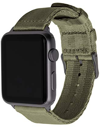 Archer Watch Straps - Cinturini in Nylon Tipo Cintura di Sicurezza per Apple Watch (Verde Oliva/Grigio Siderale, 44/45/46/49mm)