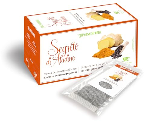 Regina di Fiori - Segeto di Aladino. Tisana con Curcuma e Zenzero. 15 Filtri da 3g
