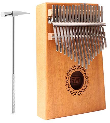 SZRWD Kalimba Daumenklavier, 17 Schlüssel Daumen-Klavier Mahagoni Finger Klavier mit Lernanleitung und Stimmhammer für Musikliebhaber Anfänger mit Musikbuch, Stimmhammer, Tragetasche, Musikaufkleber