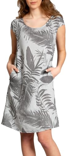 Caspar SKL027 knielanges Elegantes Damen Sommer Leinenkleid bis Größe 50
