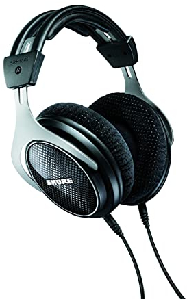 Shure SRH1540, geschlossener Kopfhörer/Over-Ear, High-End, geräuschunterdrückend, Kabel austauschbar, Aluminium-Karbon-Konstruktion, Alcantara-Ohrpolster, klare Höhen, Warmer Bass, Schwarz/Silber