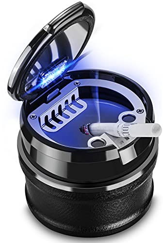 SOLARXIA Auto-Aschenbecher mit Deckel, leicht zu reinigen, abnehmbarer Auto-Aschenbecher, LED, für die meisten Autos/Lüftungsschlitze, Becherhalter, Home Office