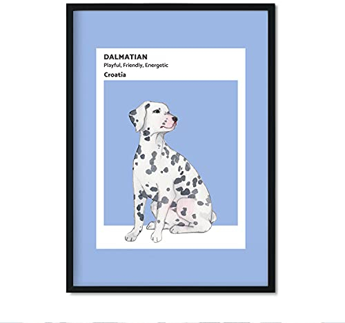 Nacnic Dalmatian Print. Poster mit Illustrationen von Hunderassen in warmen Tönen und Kuchen. Innenausstattung. A3 Größe.