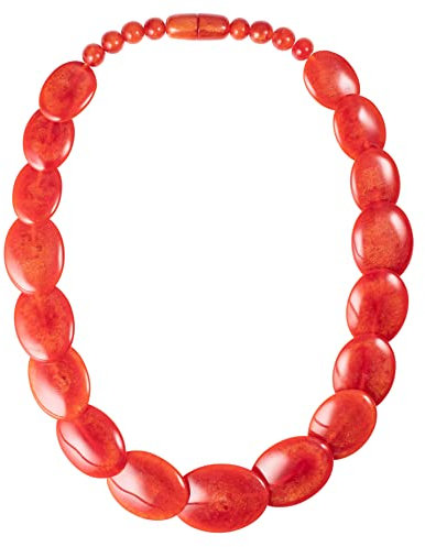 ZAVANA 60 cm lange rote Statement-Halskette für Frauen, Handgemachte Boho Chic Chunky Halskette für Damen in Rot, eleganter roter Bohème-Modeschmuck