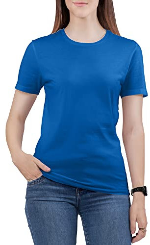 Love My Fashions Women's Round Neck Short Sleeves Plain Cotton T-Shirt Royal Blue