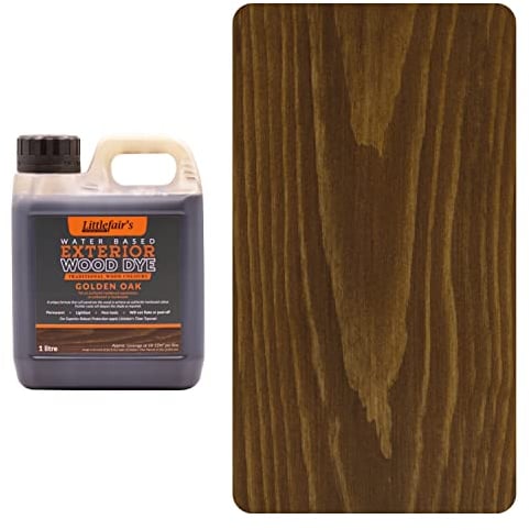 Littlefair's Wood Stain Water Based - 1ltr - Outdoor Furniture Wood Dye - Light & Dark Finishes - Non Toxic & Eco Friendly Formula - Exterior Wood Stain for Crafts - Colour: Golden Oak