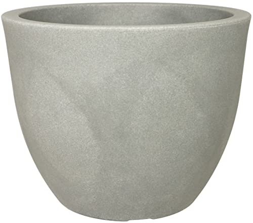 MePla Siena - Pot de fleurs rond - Résistant aux intempéries - Résistant aux UV - Diamètre 40 cm - Gris