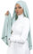 HE700 Damen-Hijab zum Hineinschlüpfen mit Knotenmütze, luxuriöser Medinenseide, Wassergrün., One size