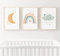 3er Set Poster Kinderzimmer Deko Mädchen Junge - Wanddeko Bilder Babyzimmer - Wandbilder Schlafzimmer Mond Regenbogen Wolke DIN A4 ohne Rahmen